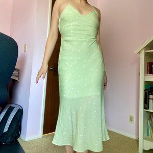 Green Backless Slip Dress with Adjustable Tie from Princess Polly